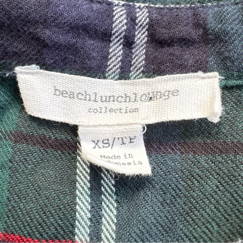 Beachlunchlounge collection Women’s Green/Red/Navy Plaid Button‎ Down Shirt XS - Picture 5 of 7